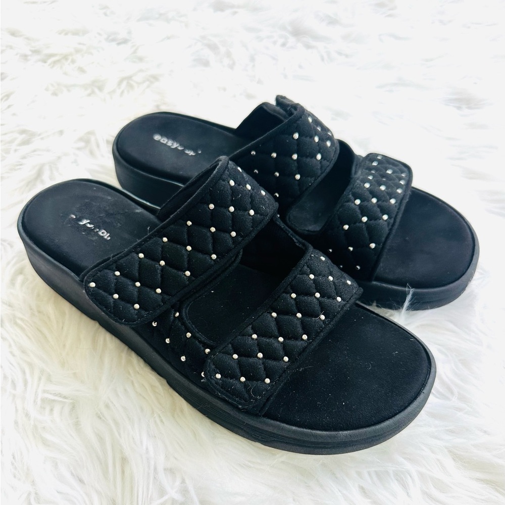 Easy Spirit Women's Ricki Sandals Black Quilted Size 10